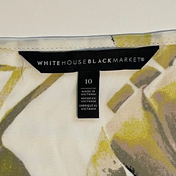 White House Black Market Leaf Print Cami Tank Women's Size 10 Shell Backless Top - Picture 4 of 7
